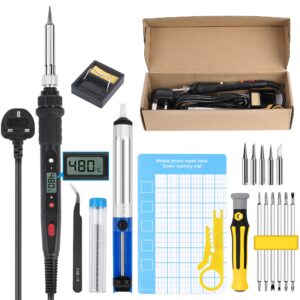 LeaderPro 80W Soldering Iron Kit Upgraded ON/Off Switch+LCD Visible Welding Tools with Adjustable Temp 180-480°C