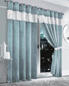 Olivia Rocco Diamante Blackout Eyelet Curtains With Tie Backs Black Out Thermal Ring Top Curtain Pair Window Dressing