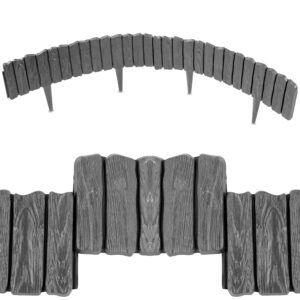 Anthracite Grey Lawn Edging Border - 2.26 m / 7.4 ft Long Garden Palisade with Wood Bark Effect - Fencing with Ground Stakes - Perfect for Flower Beds