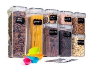 uovva Airtight Food Storage Container Set – 8pcs Plastic Kitchen Organiser - Cereal Storage Containers with Lids – Kitchen Organisation Jars for Cereal