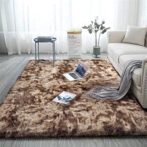 Blivener Luxury Shaggy Soft Area Rug Tie-Dyed Faux Fur Indoor Fluffy Non-Slip Rugs Modern Home Decor For Bedroom