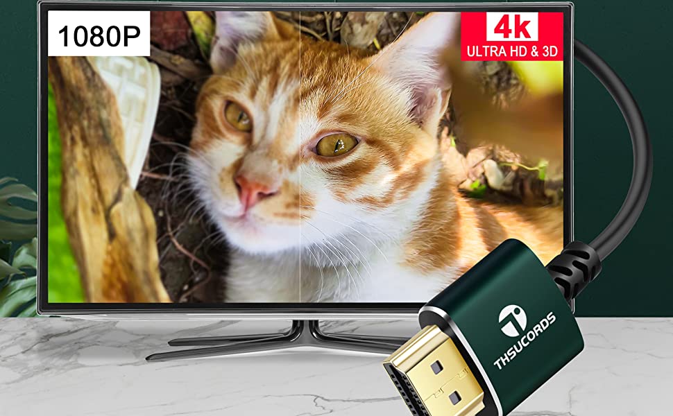 Thsucords slim HDMI cable supports 4K@60Hz, enjoy high-definition fluent video.