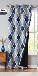 moroccan blackout curtain blue grey