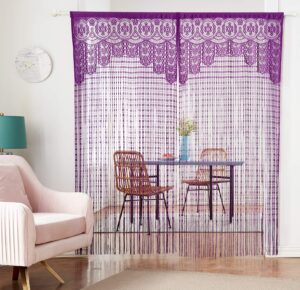 Taiyuhomes Door Fly Screen Curtains Divider Window Lace Sheer String Voile Curtain Closet Curtains for Bedroom Closet Door Net Curtain Doorways (90x200cm) Viole