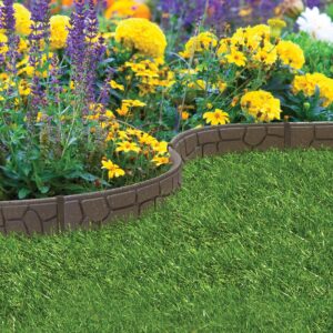 Garden Gear Eco Friendly Border Edging Garden “EZ” Edging Stone Effect Recycled Rubber Tyre for Lawn & Patio (2 x 120cm)