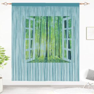 Taiyuhomes String Door Curtains Fly Screen Curtain For Window Decorations Living Room Doorways Crystal Plain Tassel (90x200cm 2PC Blue)