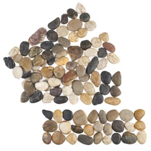 4 x Pebble Edging Strips with Mesh Backing – Indoor Outdoor Real Natural Stone Decoration For Home & Garden Pathways