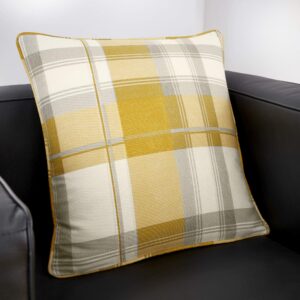 Fusion - Balmoral Check - 100% Cotton Filled Cushion - 43x43 cm in Ochre