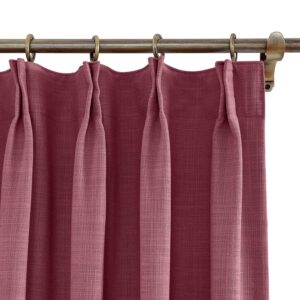 ChadMade Extra Wide Curtain Panels 150" W x 96" L Polyester Linen Drapes with Blackout Thermal Lining Pinch Pleat Curtain Panels Solid Luxury Drapable Livingroom (1 Panel) Burgundy Red