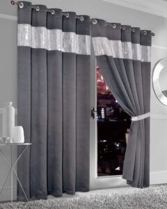 Olivia Rocco Diamante Blackout Eyelet Curtains With Tie Backs Black Out Thermal Ring Top Curtain Pair Window Dressing