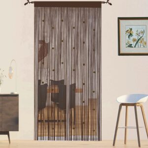 QiBoYuYe Beaded Door Curtain Fly Screen for Doors Window String Curtains Room Dividers Doorways Panel Living Bedroom Closet Drapes (coffee 90x245cm)