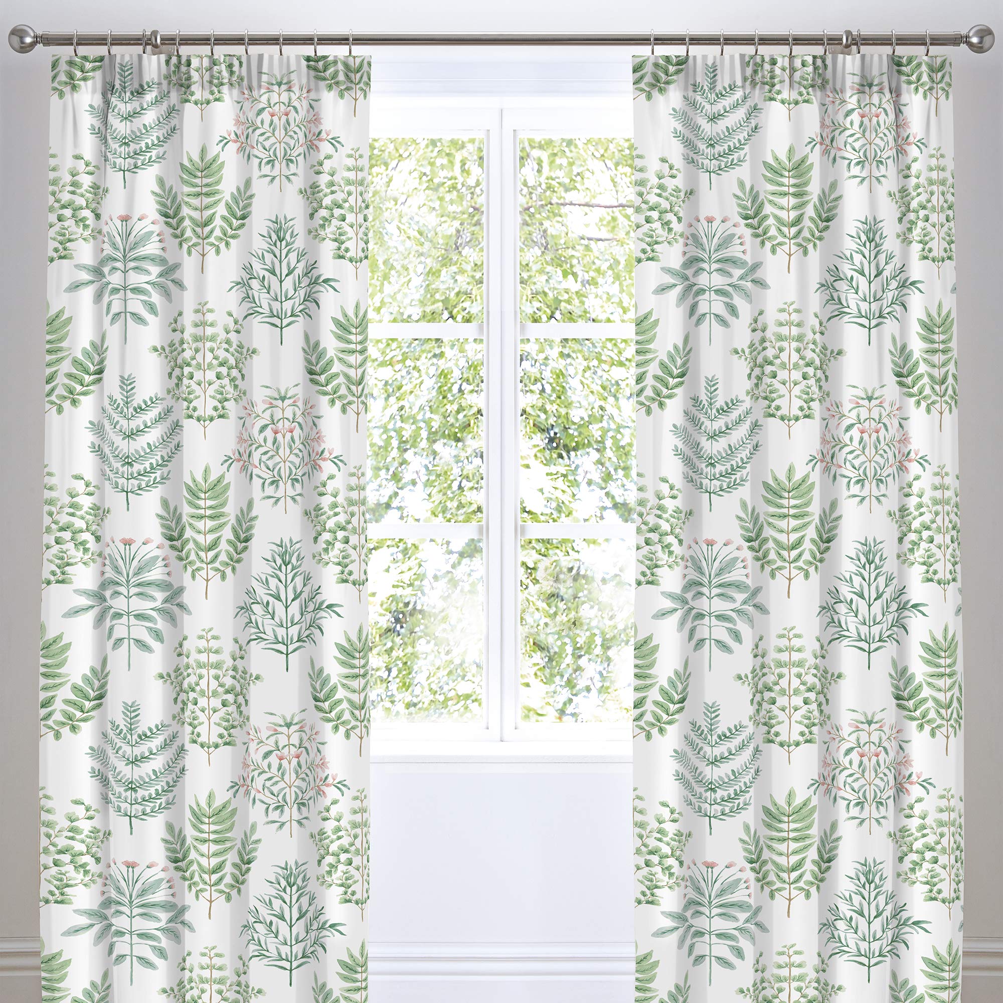 Dreams & Drapes Dreams 'N' Drapes Emily Botanical Pencil Pleat Lined Curtains