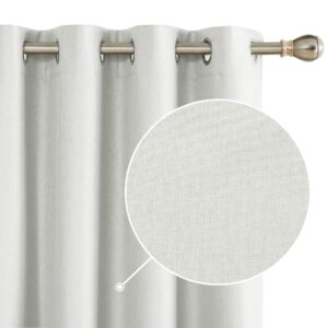 Deconovo 100% Blackout Curtains Thermal Insulated Woven Texture Faux Linen Blackout Curtains for Nursery 46 x 54 Inch Light Beige Two Panels