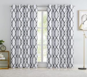 Fmfunctex Blackout Window Curtains for Bedroom Living Room 90 inch Long Modern Moroccan Pattern Print Thermal Insulated Drapes Privacy Protection Window Treatment Sets Grommet Top