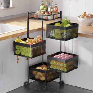 COVAODQ rotating storage rack， Used for Home Kitchen Office Bathroom Living Room Storage，No Need to Install (4-Tier)