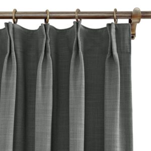 ChadMade Extra Wide Curtain Panels 150" W x 96" L Polyester Linen Drapes with Blackout Thermal Lining Pinch Pleat Curtain Panels Solid Luxury Drapable Livingroom (1 Panel) Carbon Grey