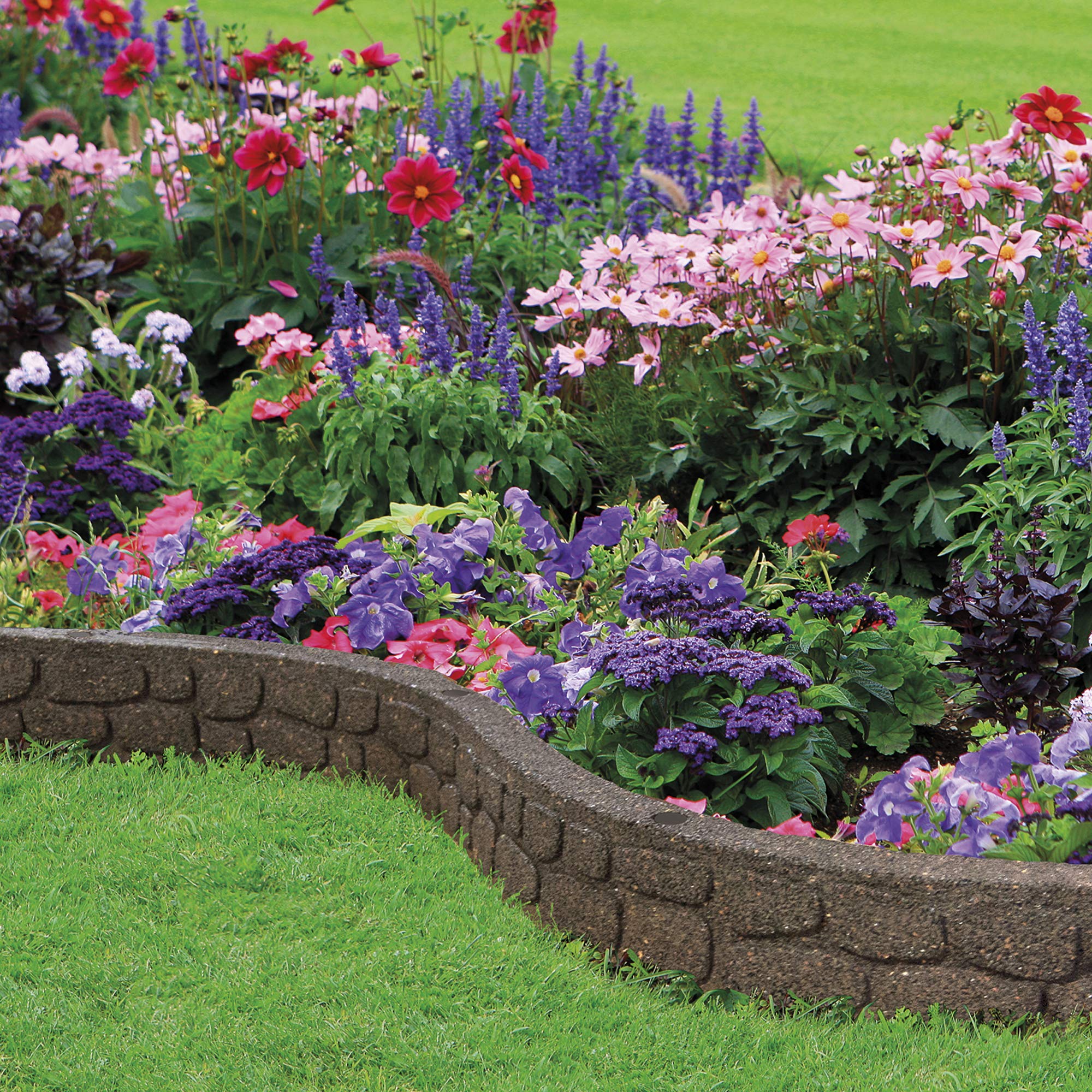 Garden Gear Garden Border Edging Eco Friendly “EZ” Curve Rockwall Effect Design Recycled Rubber Tyre for Lawn & Patio 1 x 120cm (Rockwall Effect)