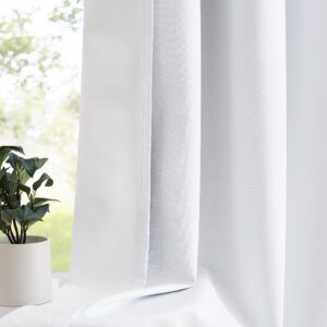Linen Blackout Curtains Eyelet 54-inch Drop White Full Blackout Window Curtains for Girls Kids Bedroom Farmhouse Thermal Insulated Room Darkening Drapes with White Lining