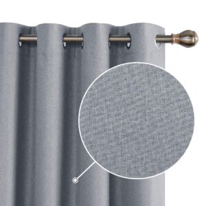 Deconovo Full Blackout Curtains for Bedroom Faux Linen Thermal Insulated Eyelet Curtains 52 x 63 Inch Grey 2 Panels