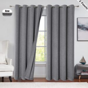 Beauoop Linen Thermal Insulated Curtains 90% Room Darkening Light Blocking Energy Efficient Drapes Grommet Top Panels for Bedroom/Living Room
