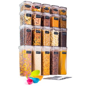 uovva Airtight Food Storage Container Set – 20pcs Kitchen & Pantry Organiser and Storage – Plastic Cereal Storage Containers with Lid – Kitchen Organiser Jars with Measuring Spoons