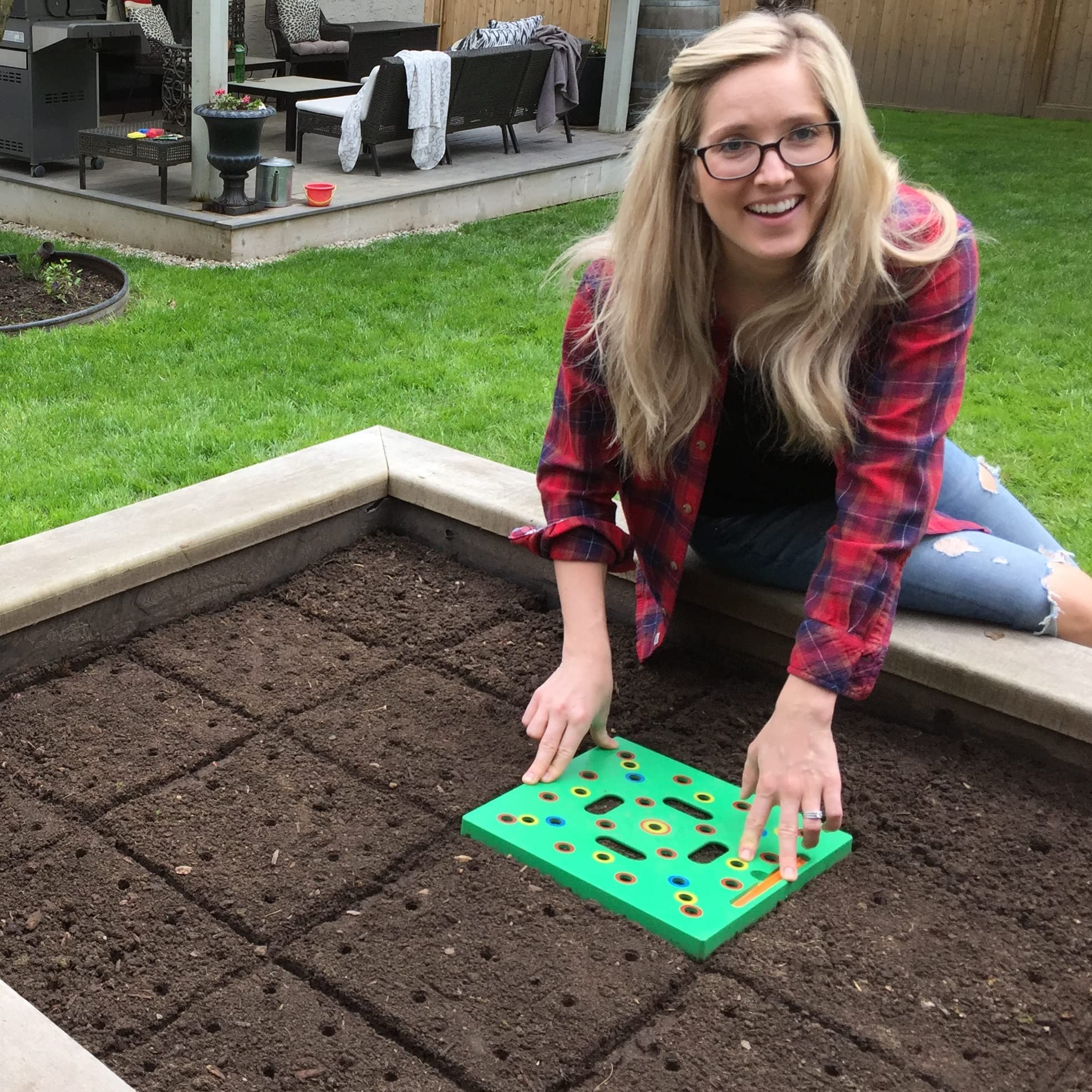 Seeding Square – Square Foot Gardening Template – Seed Sowing Tool Kit Comes with: Color Coded Seed Spacer Template & Magnetic Seed Dibber/Seed Ruler/Seed Spoon & Vegetable Garden Planting Guide