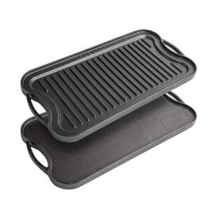 Cast Iron Griddle Plate for Gas Hob and BBQ Griddle pan Double Sided Pre-Seasoned