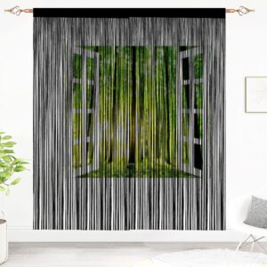 Taiyuhomes String Door Curtains Fly Screen Curtain For Window Decorations Living Room Doorways Crystal Plain Tassel(90x200cm 2PC Black)