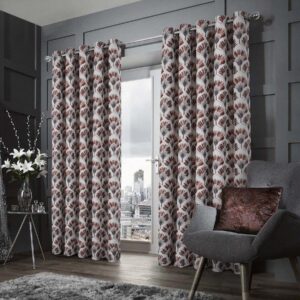 always4u Jacquard Curtains Lining Eyelet Thermal Insulating Nature Style Woven Banana Leaf Pattern For Bedroom Living Room Window Treatment A Pair Caramel 90*9