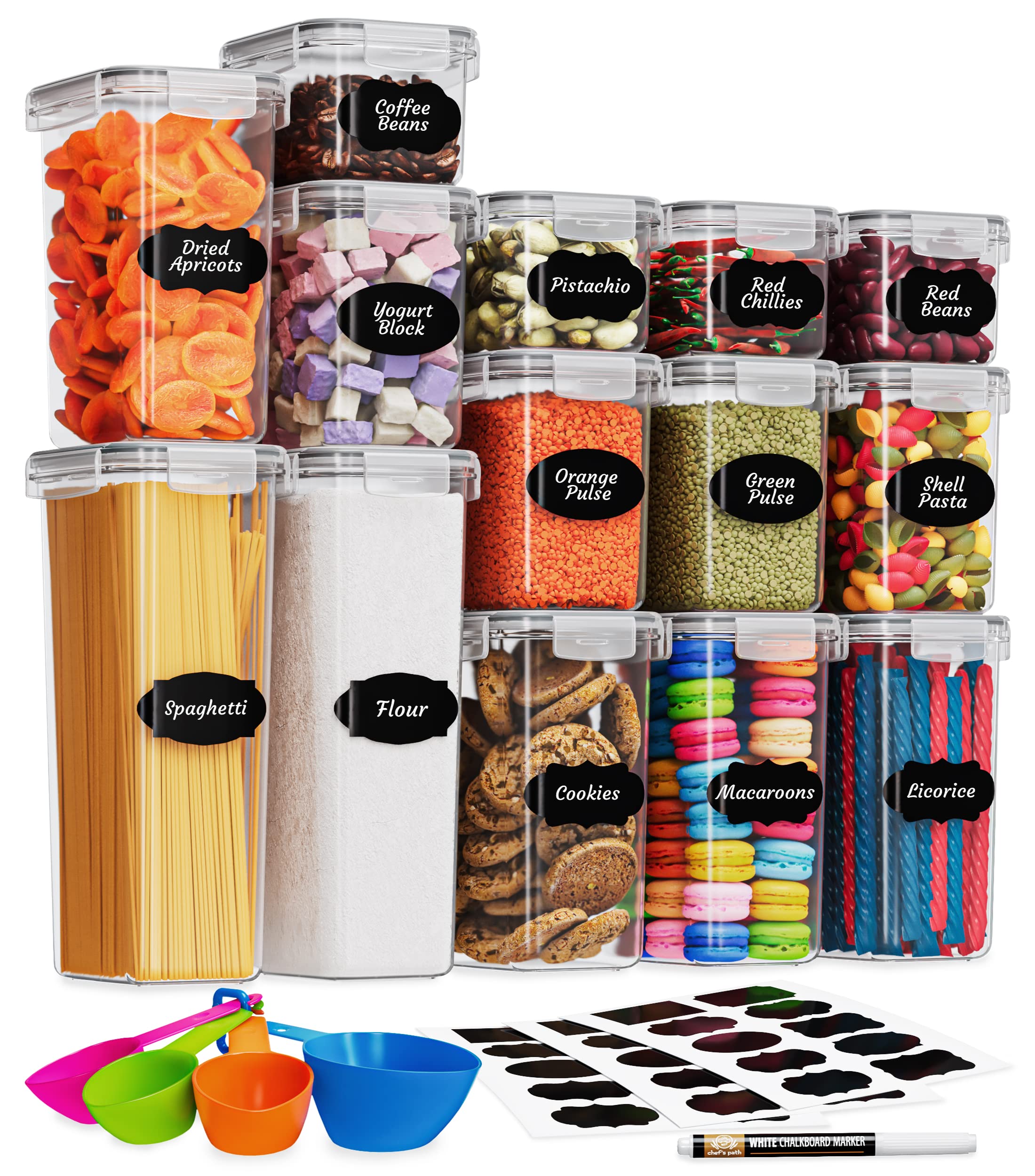 Chef's Path Airtight Food Storage Containers Set [14 Pack] for Cereal