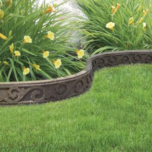 Garden Gear Border Edging Recycled Rubber Garden Flexible Curve Eco Friendly Scroll Effect Tyre Lawn & Patio 8 X 120cm (Earth)