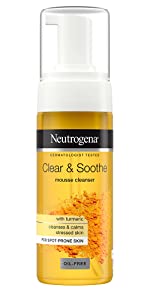 neutrogena, turmeric, clear & soothe, irritated, red skin, spot-prone, moisturiser, toner, cleanser