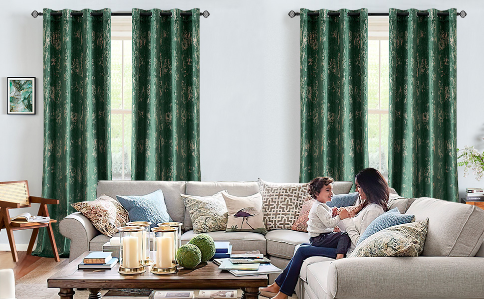 Woaboy Velvet Curtains 46x90 66x90 Gold pattern Soft Luxury