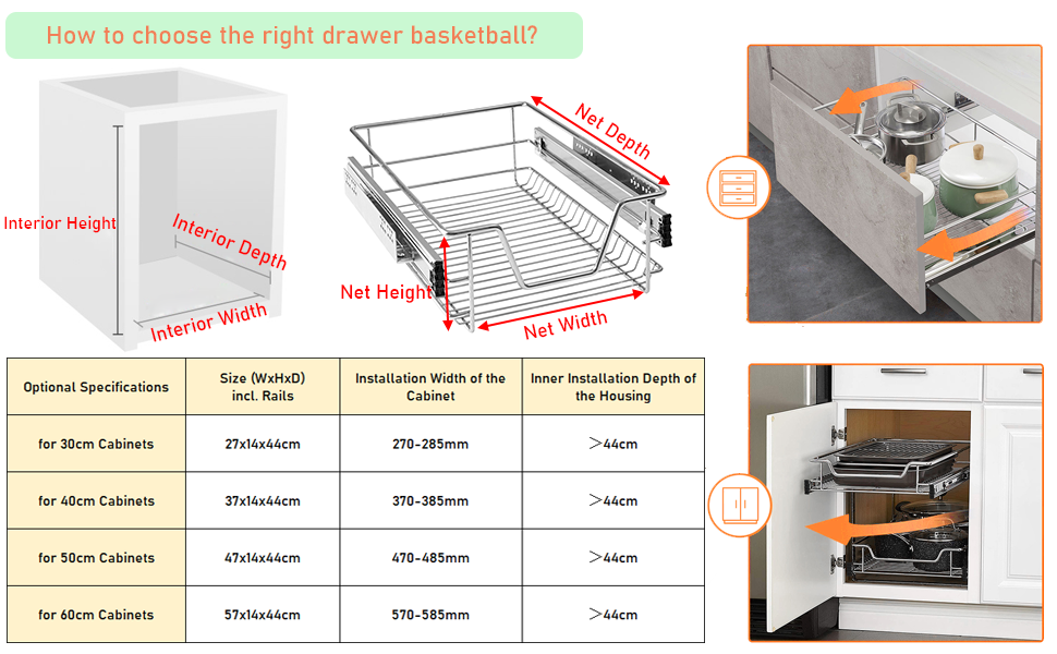 Kitchen shelf, telescopic drawer.