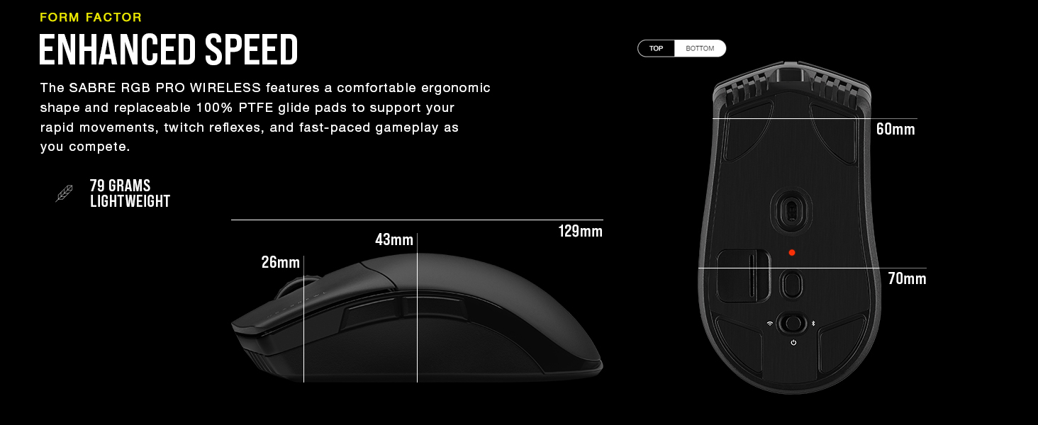 Replaceable glide pads support your rapid movements, twitch reflexes and fast-paced gameplay