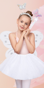 White fairy costume for girls with white butterfly wings star wand butterfly headband and tutu
