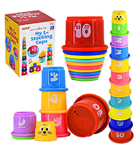  MTS Baby 11 Piece Stacking Cups Stackers Pre-school Learning Toy Stacking Tower Pyramid
