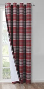 Red tartan curtains
