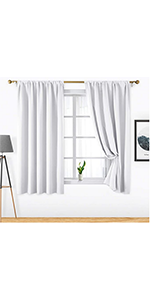 2 Panels Greyish White Blackout Curtains