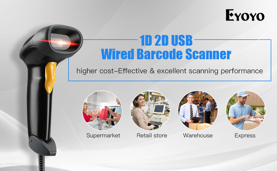 Wired 1D 2D barcode scanner