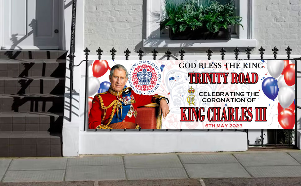 Personalized King Charles III Coronation day celebration banner