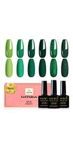 gel nail polish green