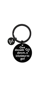 10th Anniversary Keyring Gifts One Decade Down A Lifetime To Go 