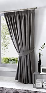 grey blackout curtains charcoal pencil pleat