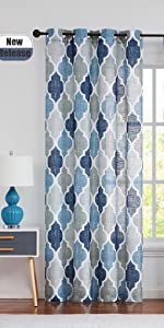 moroccan sheer curtain blue grey