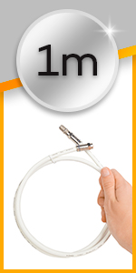 short compact 1m cable rg6 white colour sky extension cable for tv television