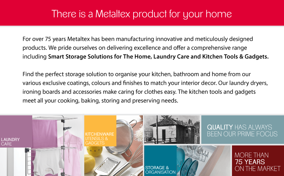 Metaltex Siena 3-Tier Trolley with Wheels - Multipurpose Storage Cart for Home 