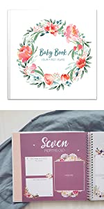 Peachly Baby Record Book Bloom Floral baby girl scrapbook