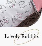 ArtisticHome Rabbit Duvet Cover Set Cute Girls Bedding, Kids Lovely Double Comforter Cover with P...