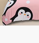 ArtisticHome Penguin Duvet Cover Set, Girls Cute Bedding Cover Soft Comforter Cover, Vintage 3D A...